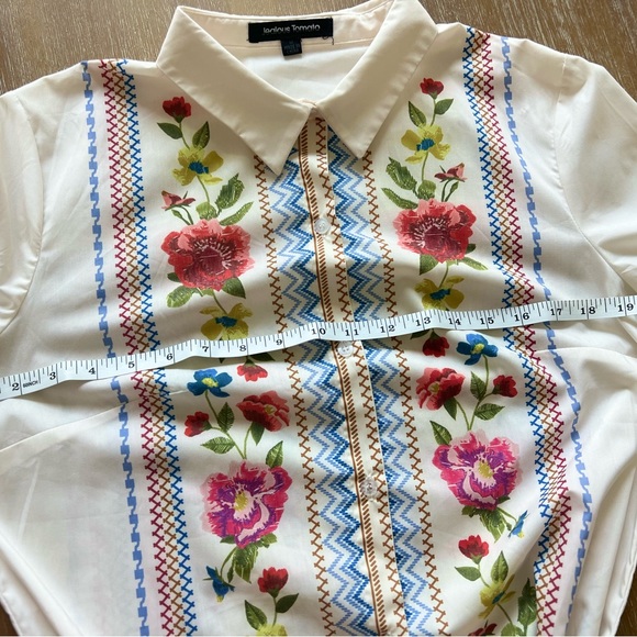 Jealous Tomato White Red Wrap Dress with Bishop Sleeves - Picture 3 of 6